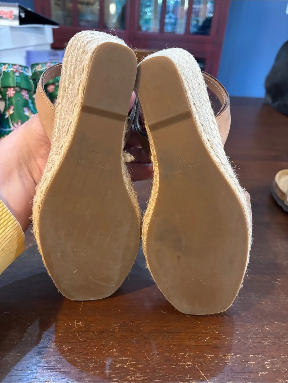 TAN NUBUCK ESPADRILLE WEDGES
